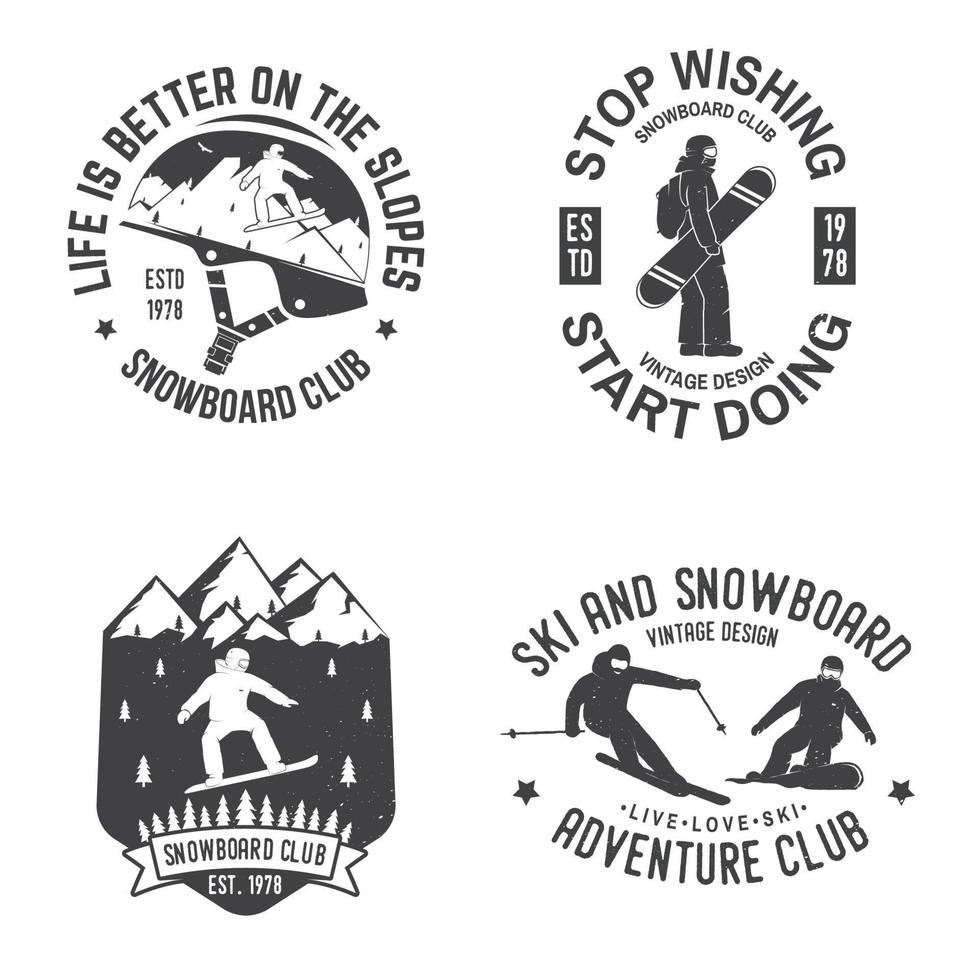 Set of Snowboard Club insignia. vector
