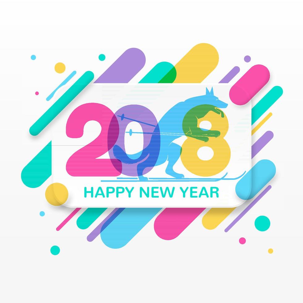2018 Happy New Year greeting card vector