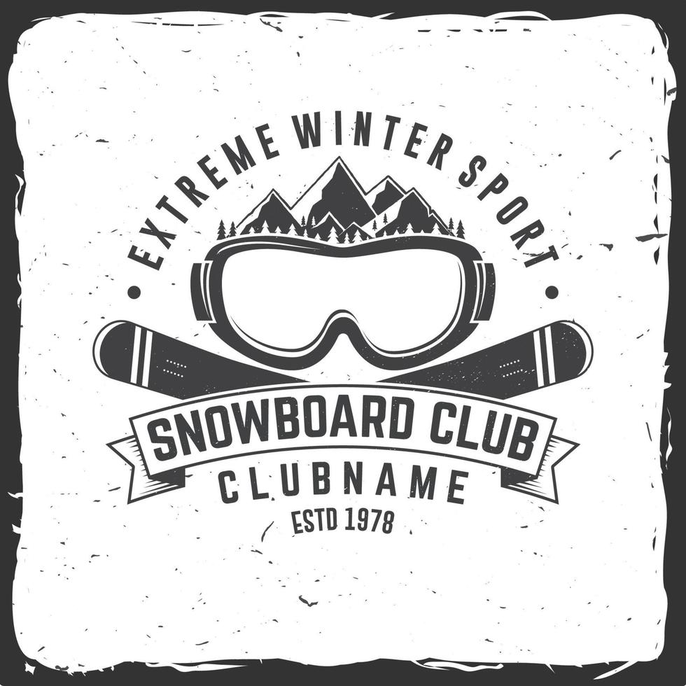 club de snowboard ilustración vectorial concepto para camisa, estampado, sello o camiseta. vector