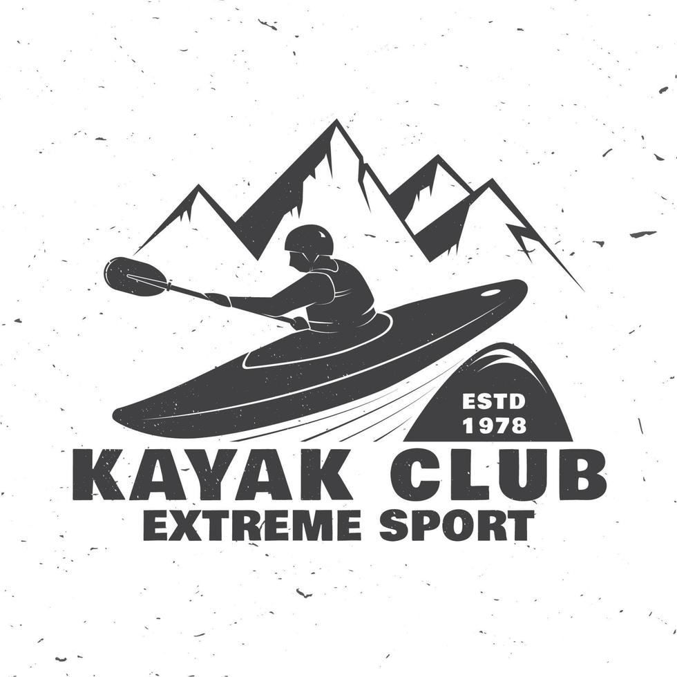 diseño con silueta de montaña y kayakista vector