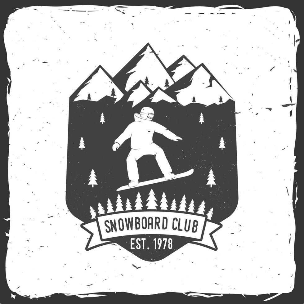 club de snowboard ilustración vectorial concepto de camiseta o logotipo, estampado, sello o camiseta. vector