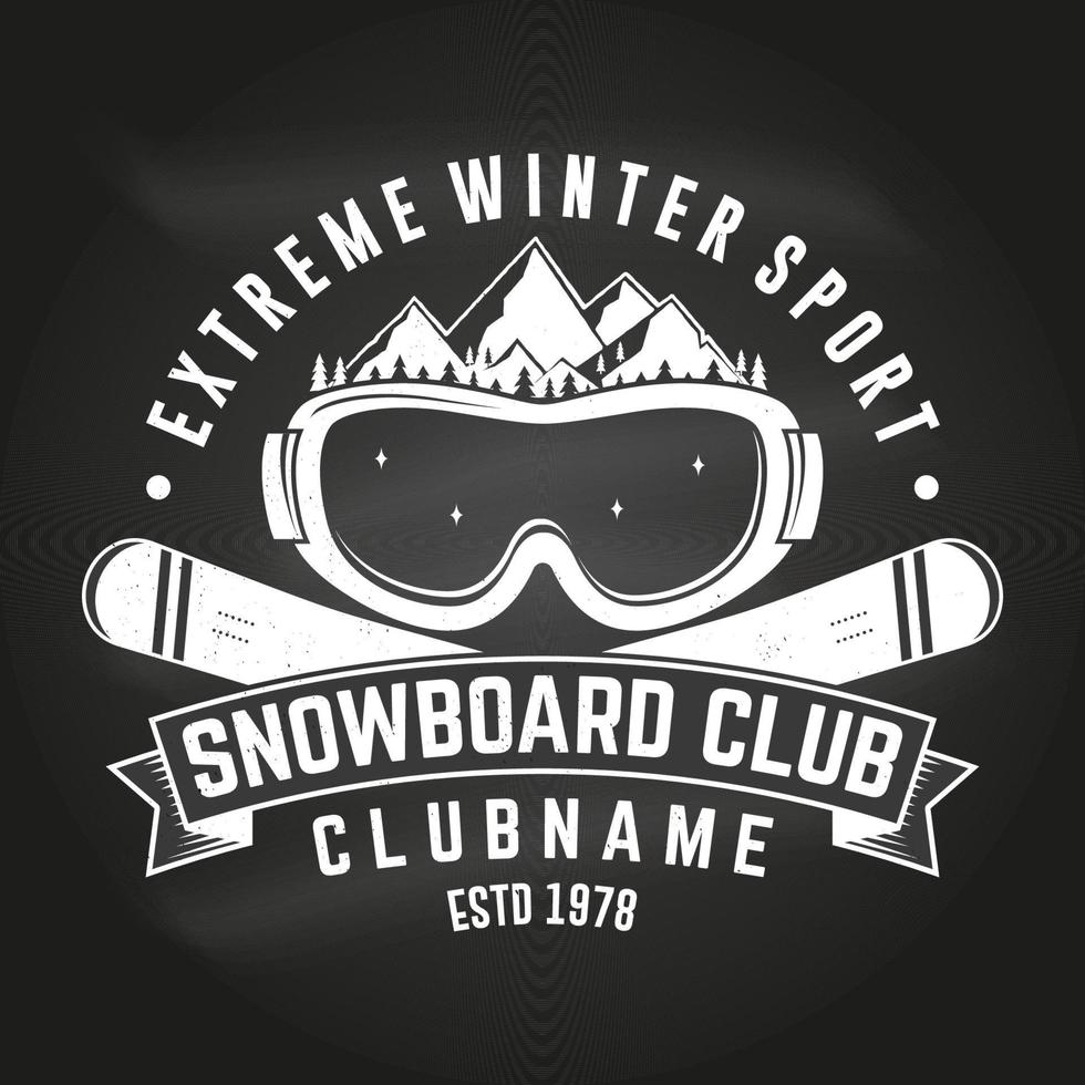 club de snowboard ilustración vectorial concepto para camisa, estampado, sello o camiseta. vector