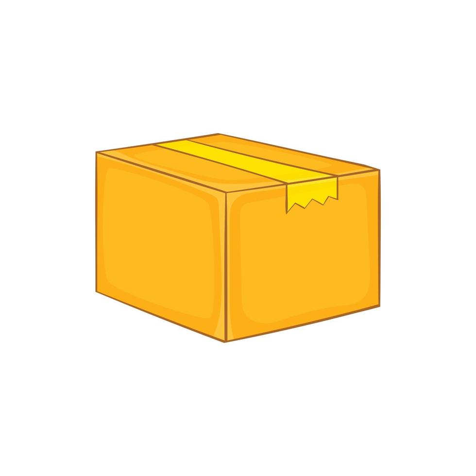 Cardboard box icon in cartoon style vector