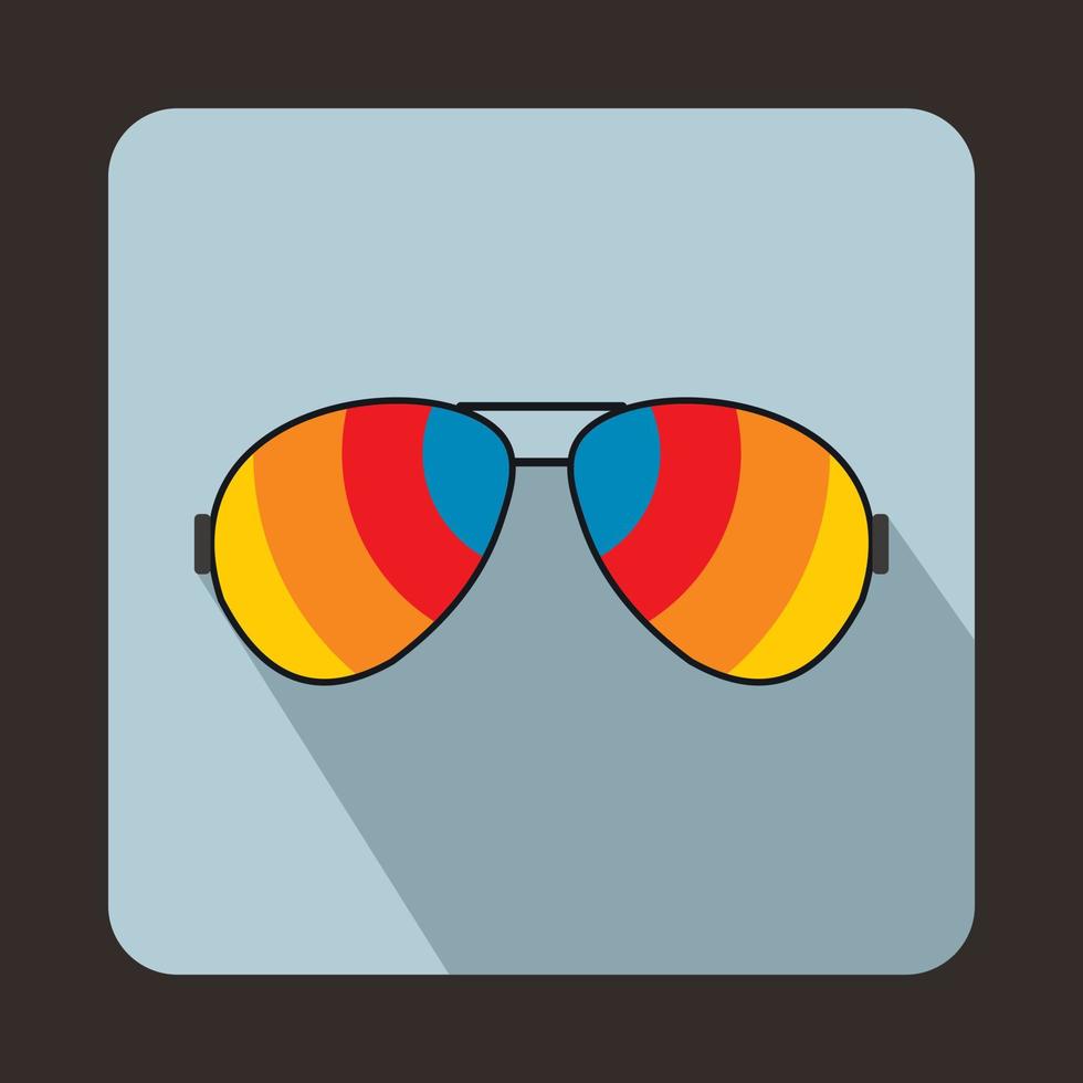 Glasses with rainbow lenses icon, flat style vector