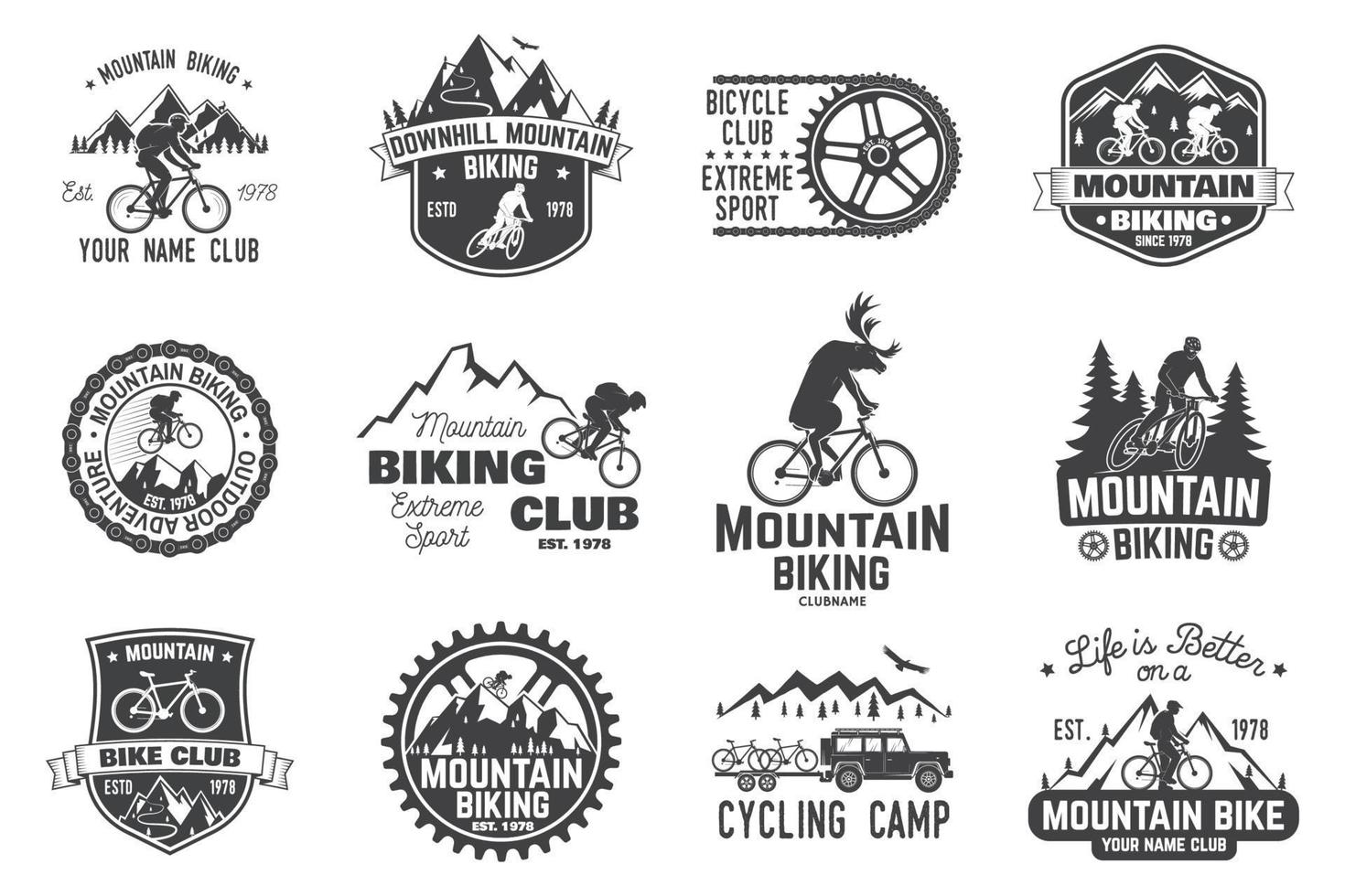colección de ciclismo de montaña. ilustración vectorial vector