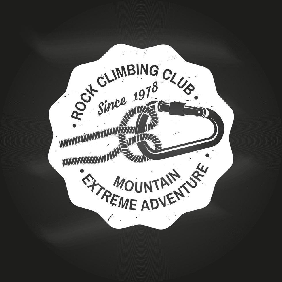Vintage typography design with knot for quickly tying a climbing rope and carabiner. vector