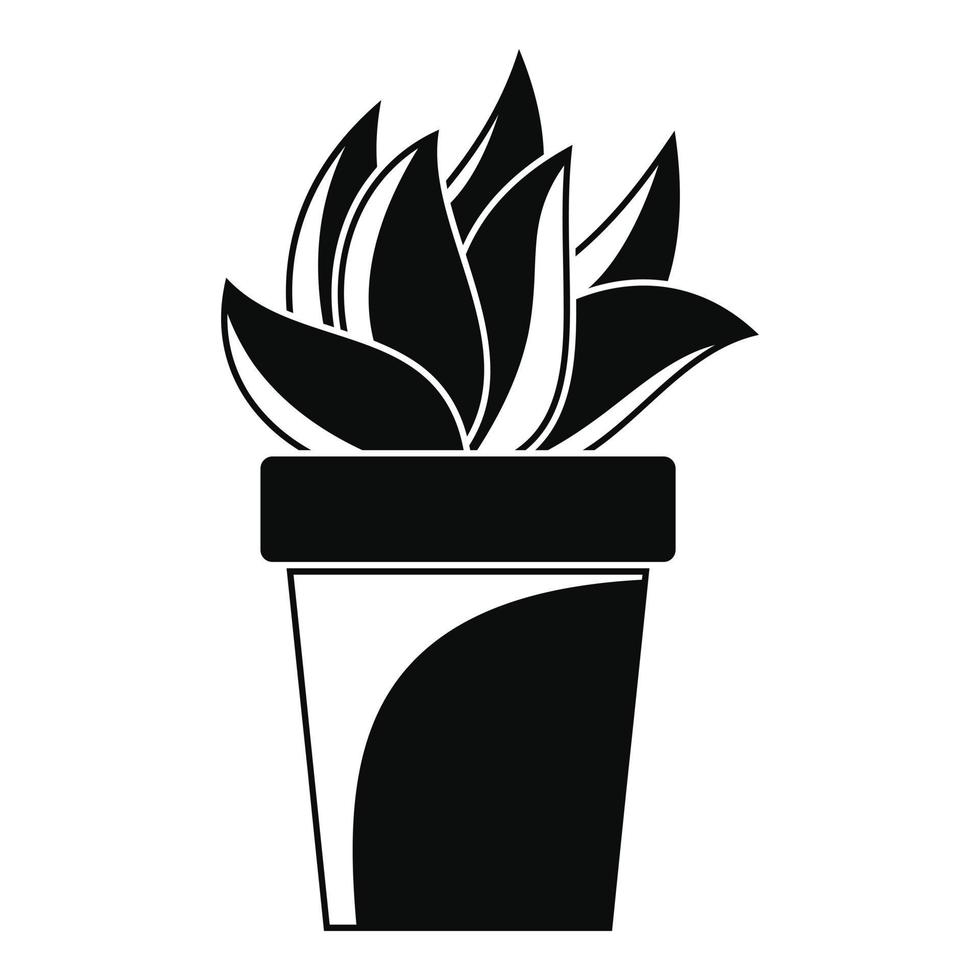 Cactus plant pot icon, simple style vector