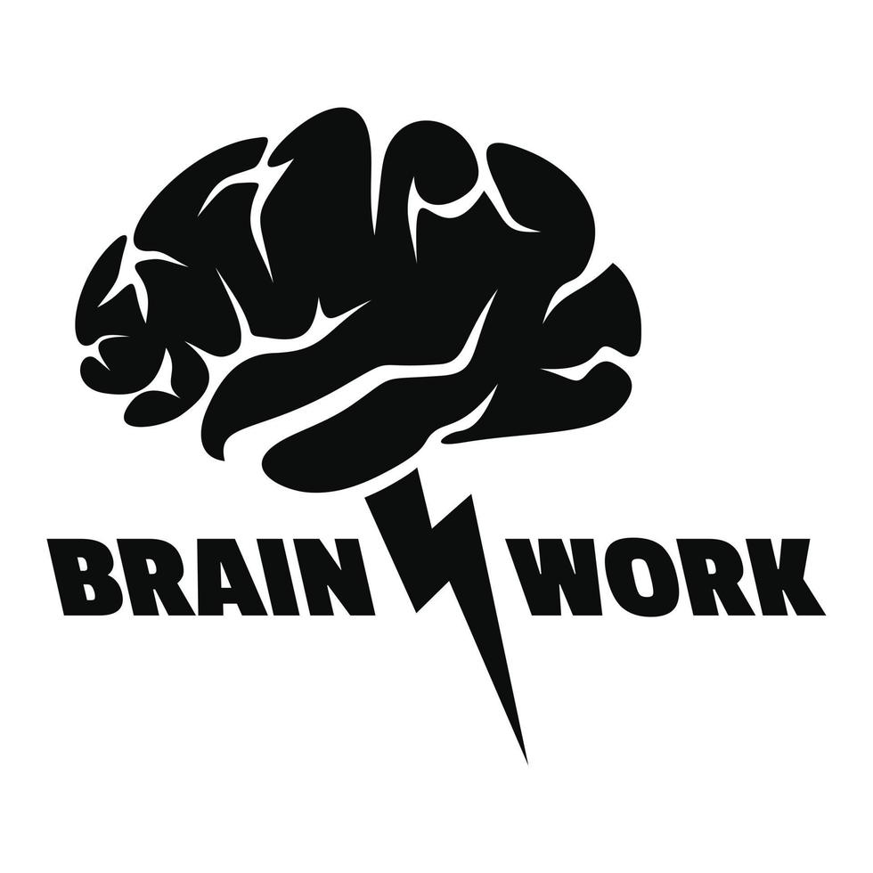 Brain work logo, simple style vector