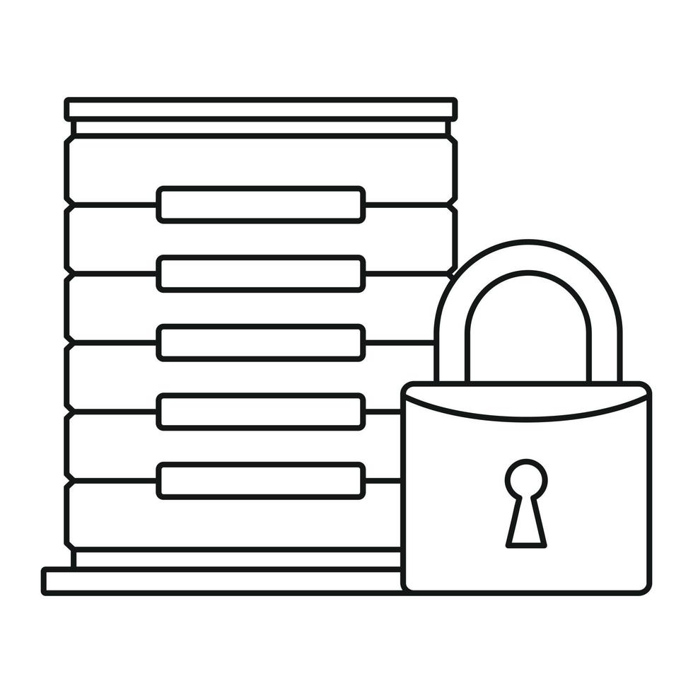 Protected server icon, outline style vector