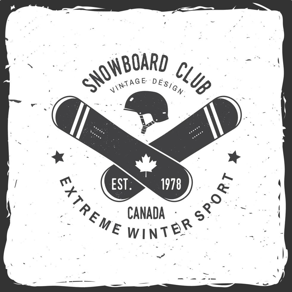 club de snowboard ilustración vectorial concepto para camisa, estampado, sello o camiseta. vector