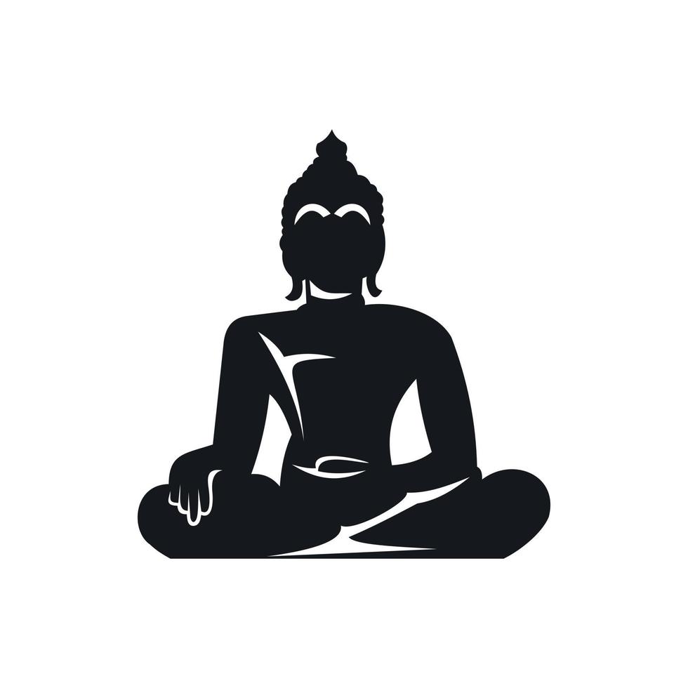 estatua de buda sentado en el icono de la postura del loto vector