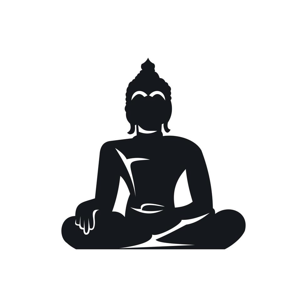 Statue of Buddha sitting in lotus pose icon vector