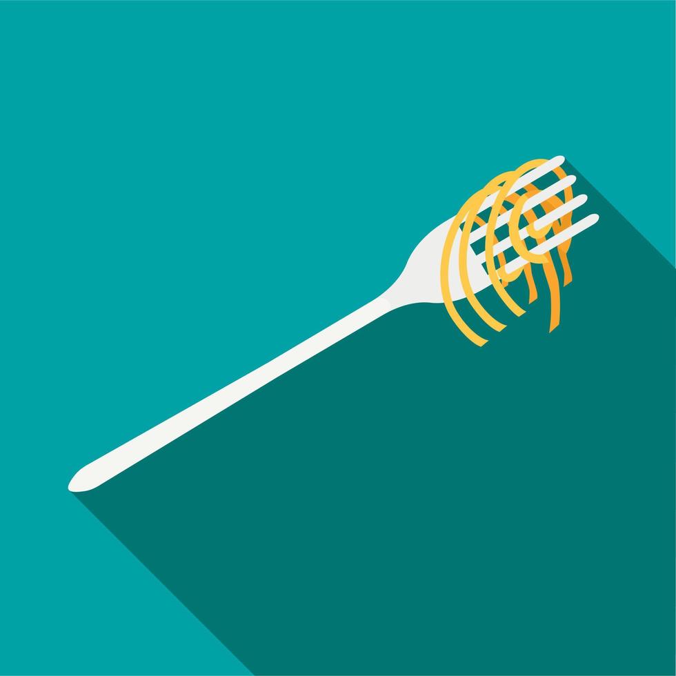 Fork with spaghetti icon, flat style vector