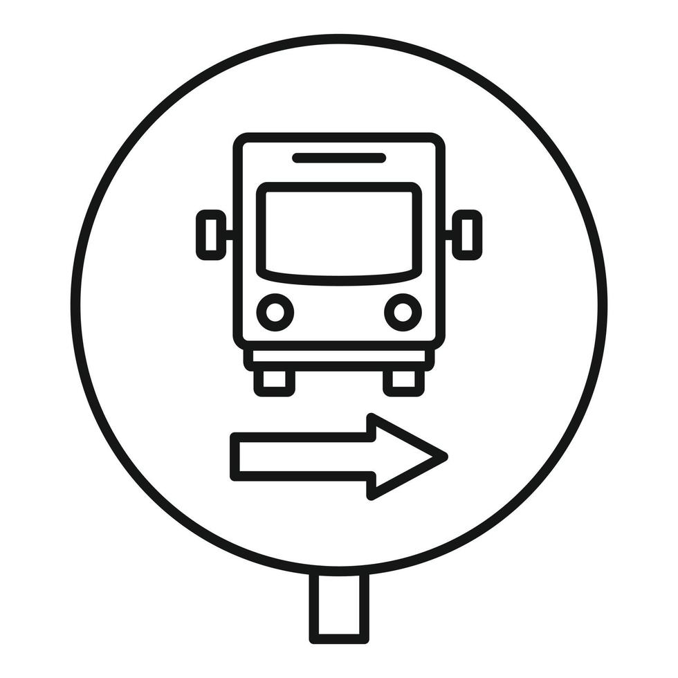Circle bus station sign icon, outline style vector
