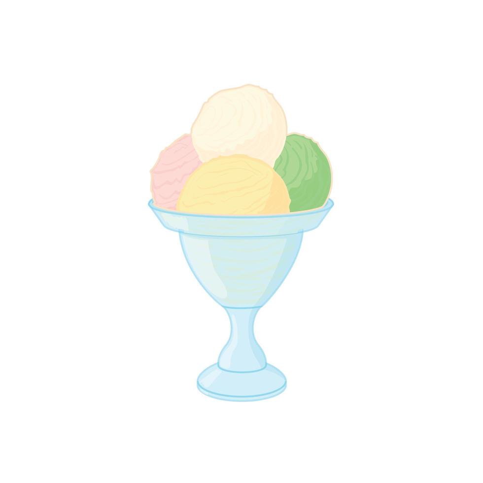 helado mixto en un icono de tazón, estilo de dibujos animados vector