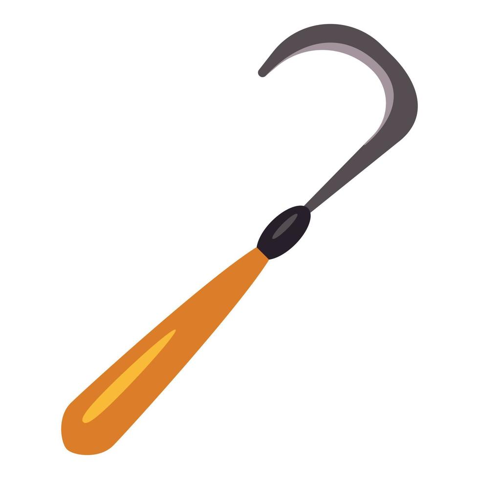 Farming sickle icon, cartoon style vector