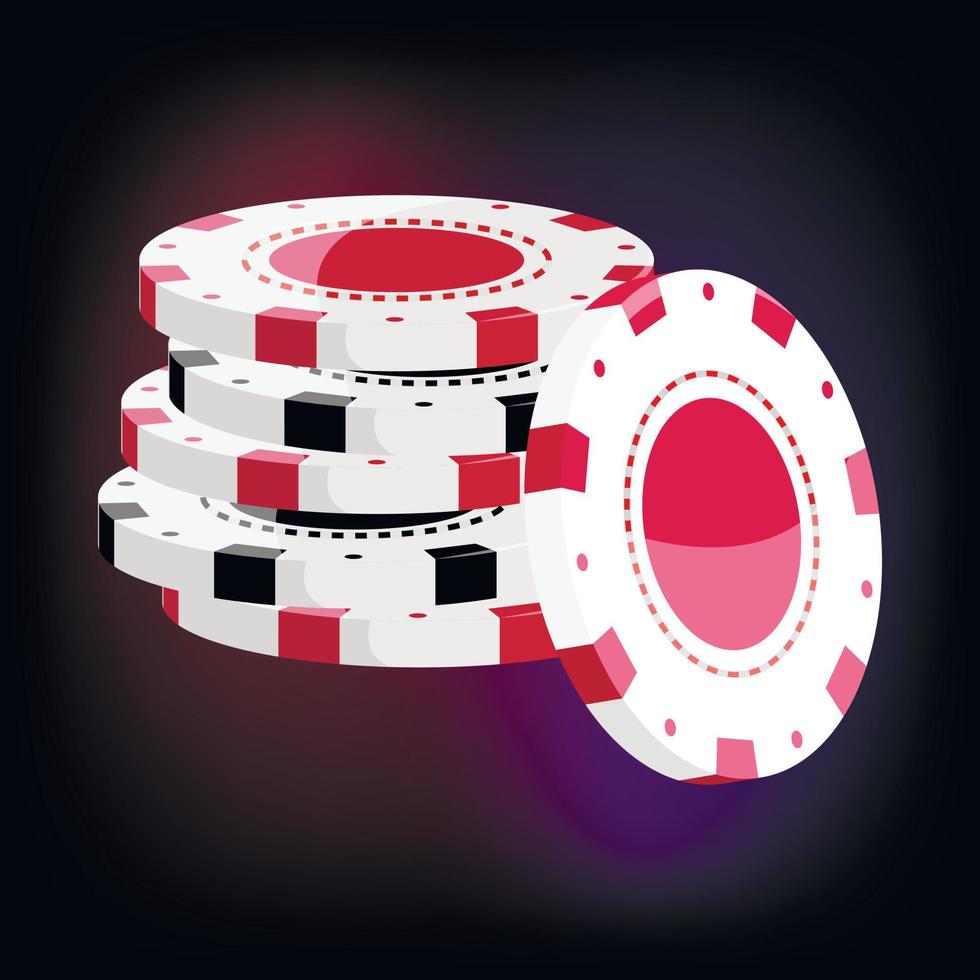 Red and black casino tokens icon, cartoon style vector