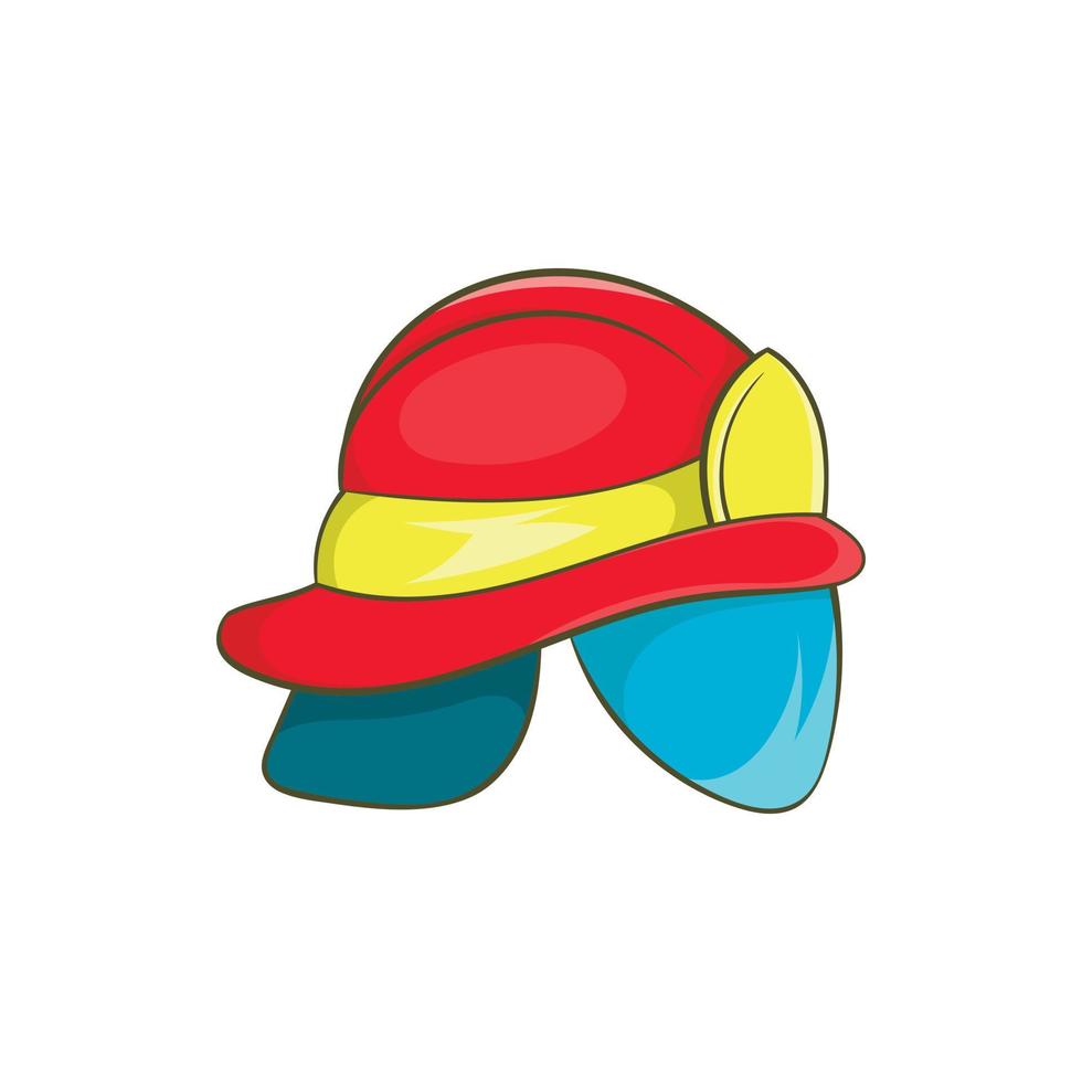 Helmet of firefighter icon, cartoon style vector