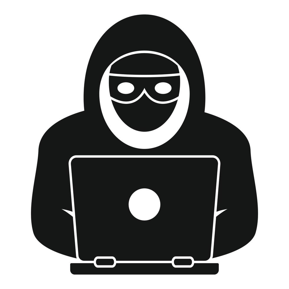 Laptop hacker icon, simple style vector