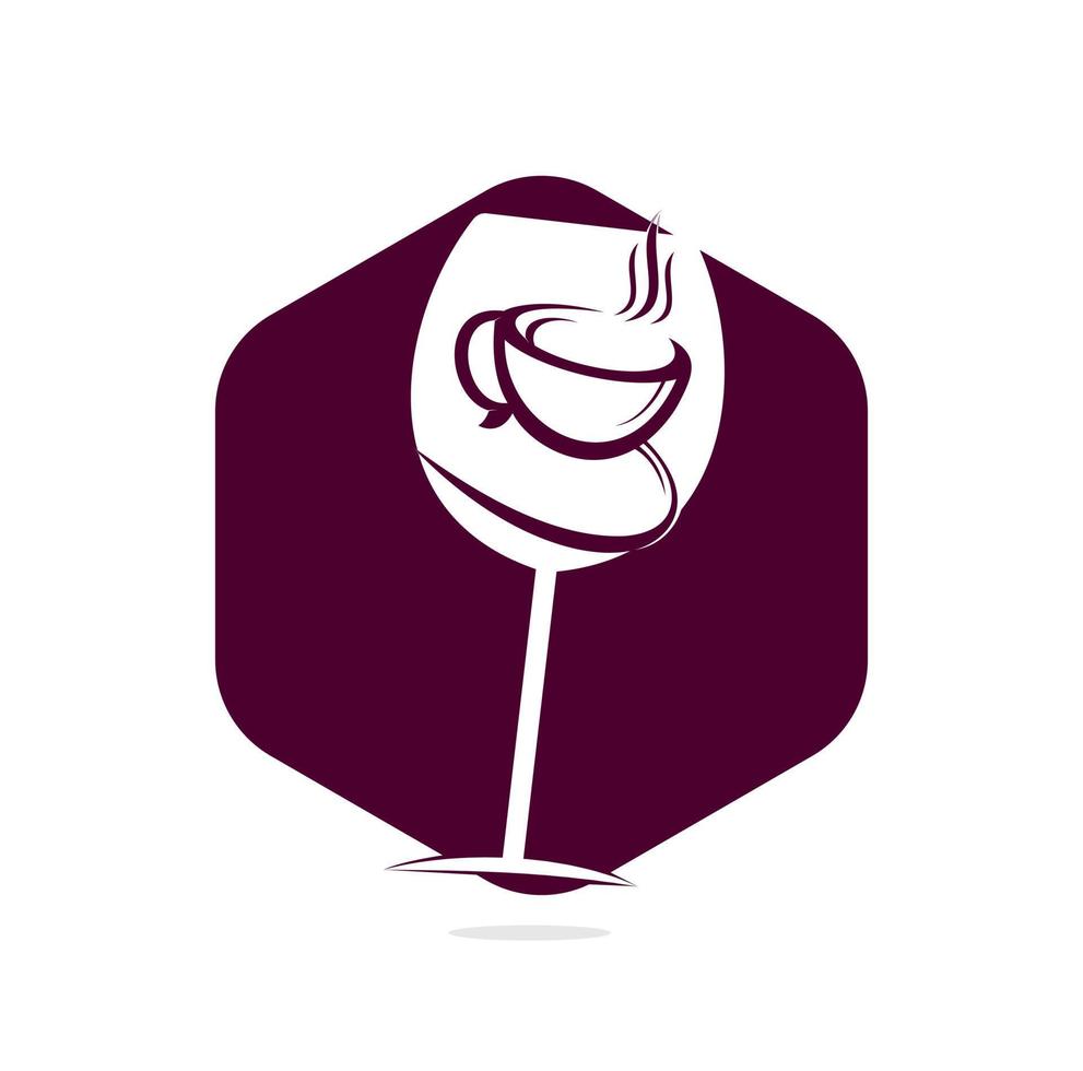 Ilustración de vector de diseño de logotipo de café y vino.