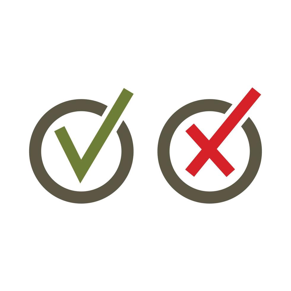 Signs of choice of tick and cross in circles icon vector