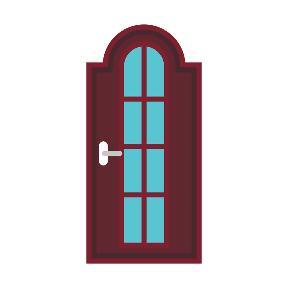 Brown arched interior door icon, flat style vector