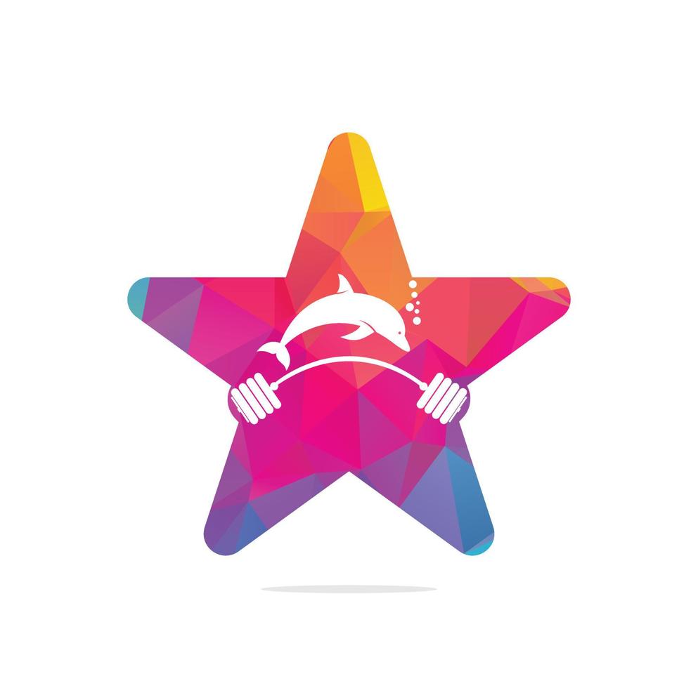 dolphin fitness logo. Dolphin gym logo.Simple fitness logo with dolphin concept. vector