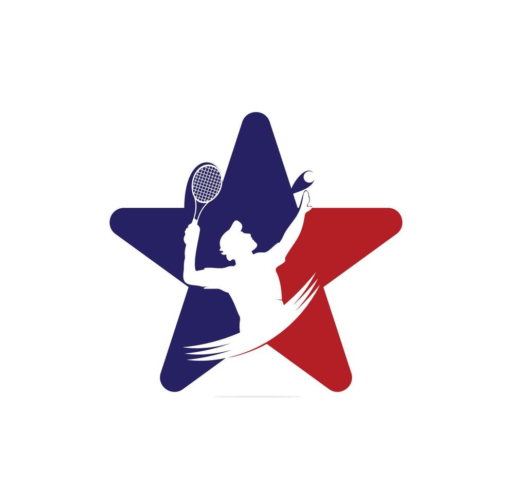 tennis logo designs with tennis players ball and racket logo design inspiration vector