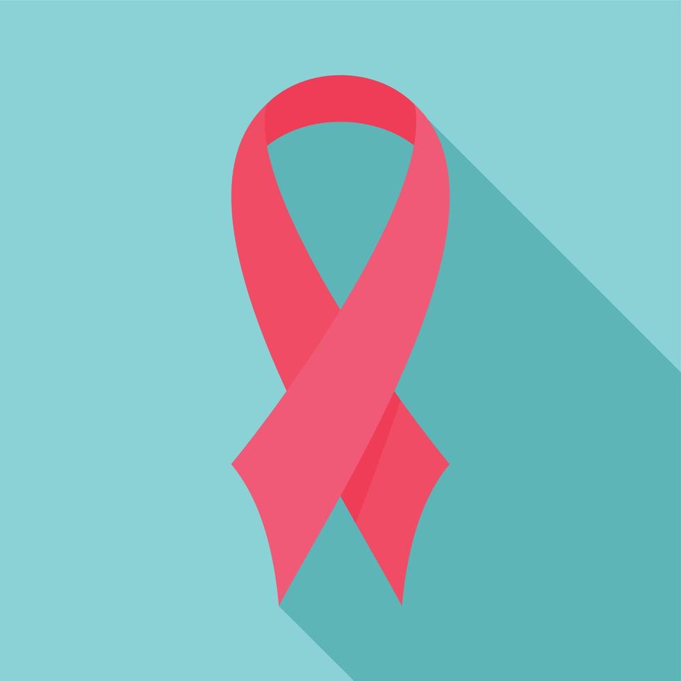 Breast cancer ribbon icon, flat style vector