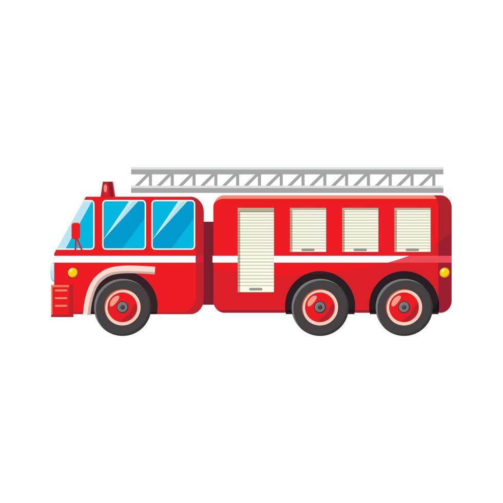 Fire truck icon in cartoon style vector