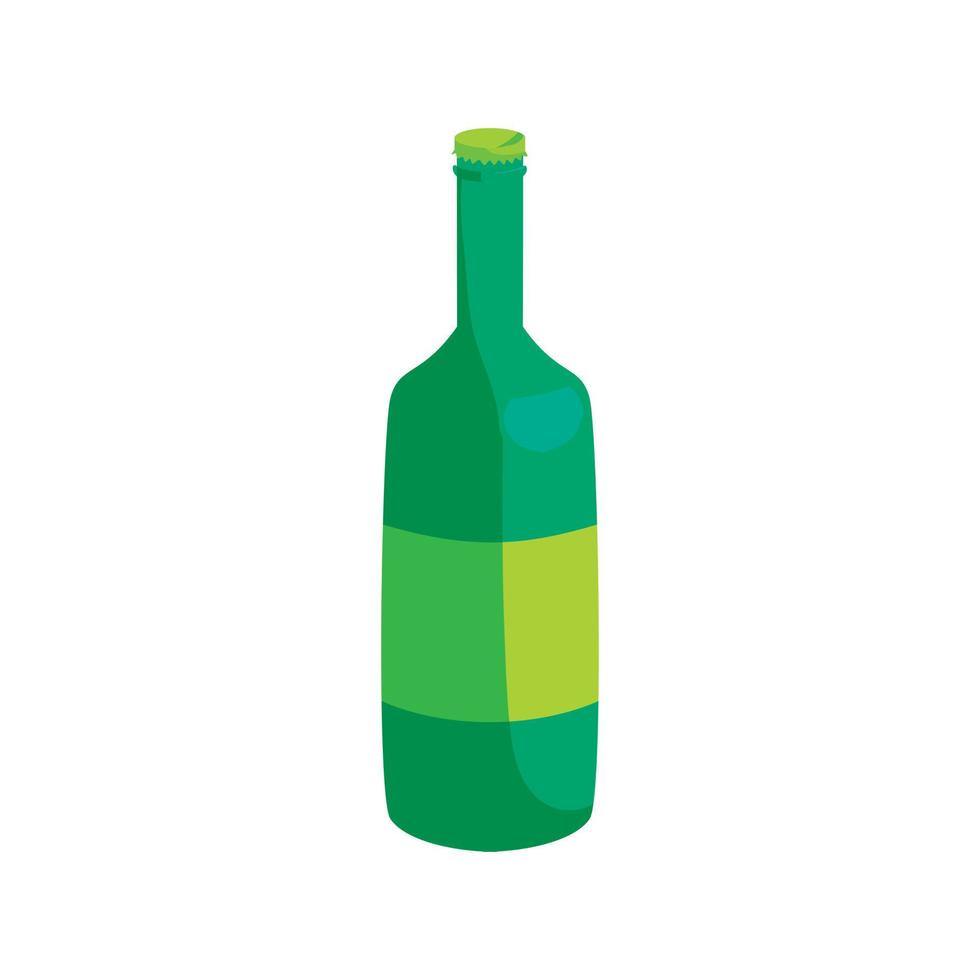 Green bottle of beer icon, cartoon style vector