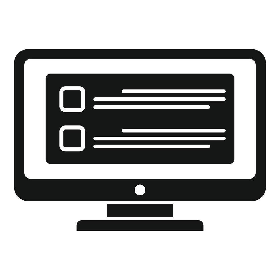 Online computer task icon, simple style vector
