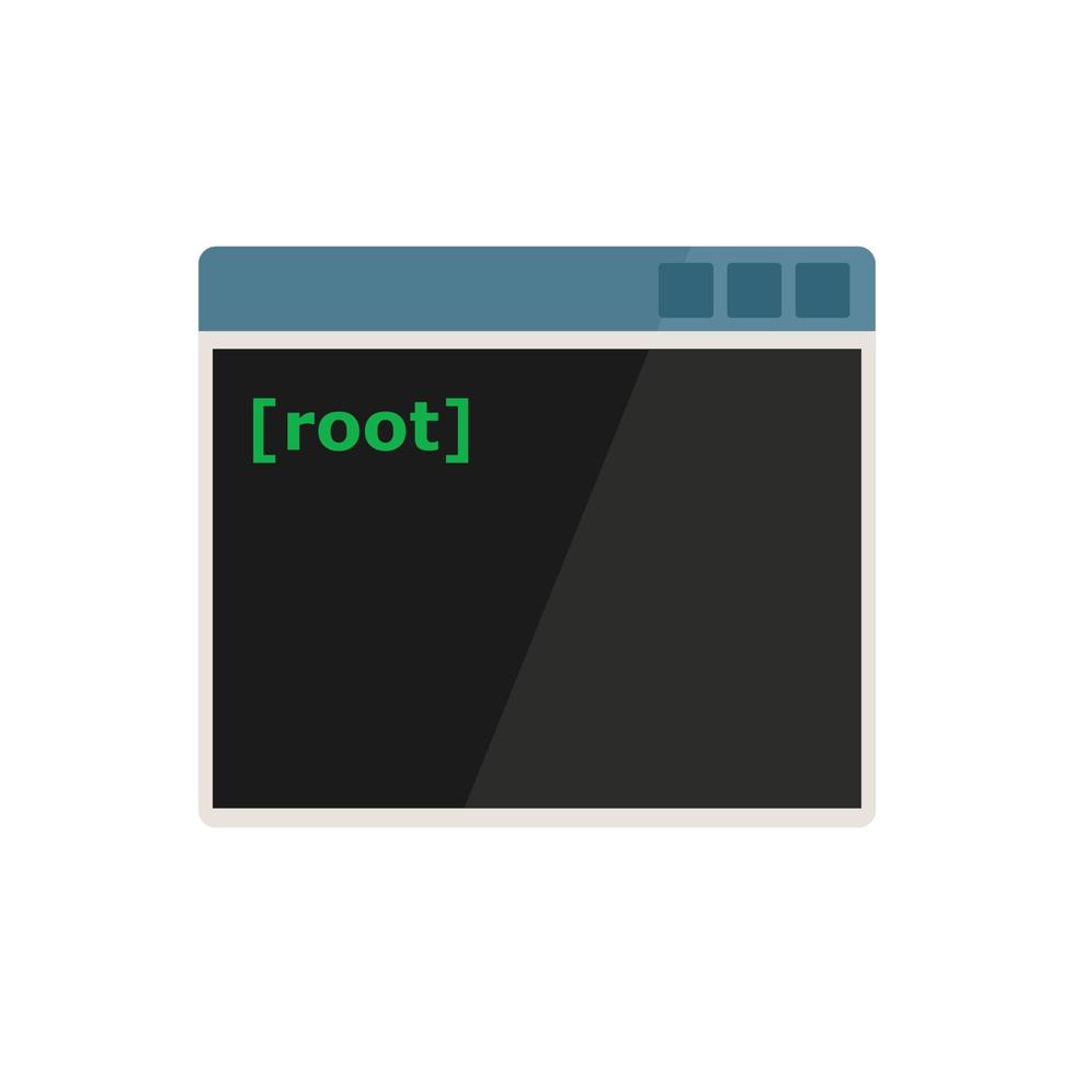 Root window icon, flat style vector