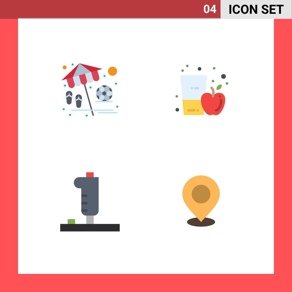 Stock Vector Icon Pack of 4 Line Signs and Symbols for beach controller play drink game Editable Vector Design Elements