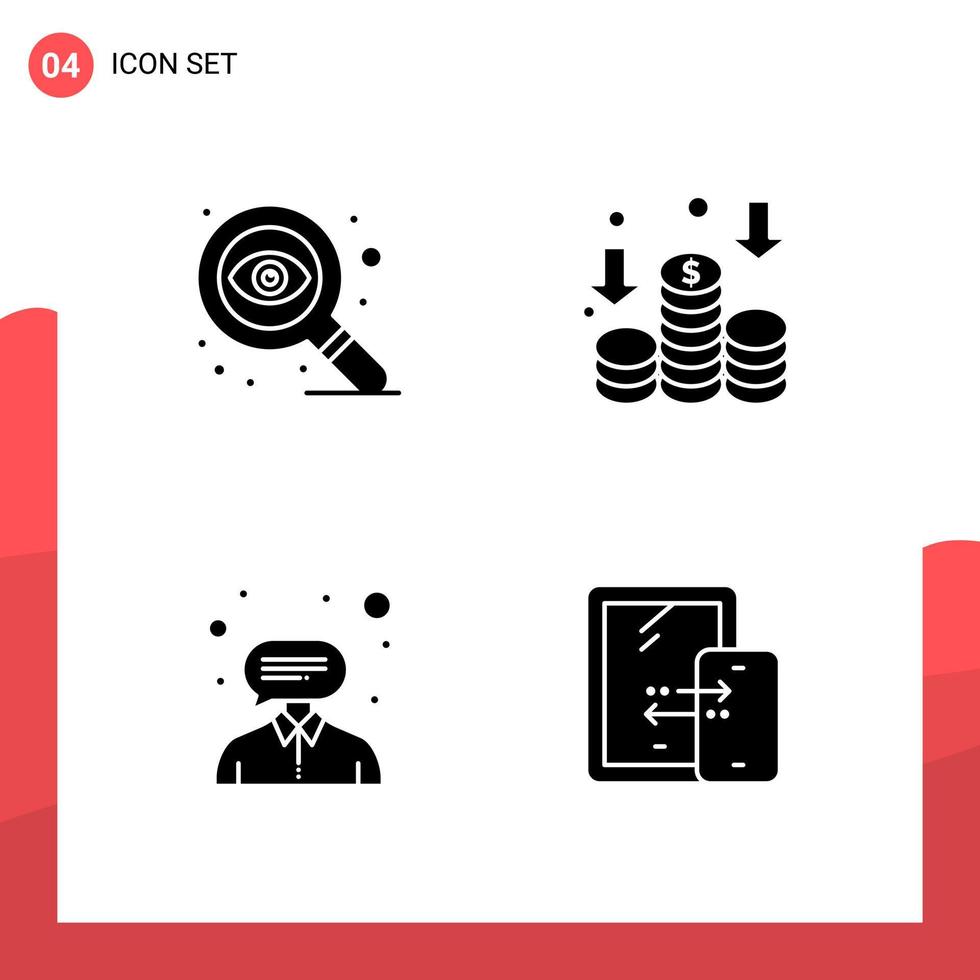 paquete de 4 iconos de glifos universales para medios impresos sobre fondo blanco fondo de vector de icono negro creativo