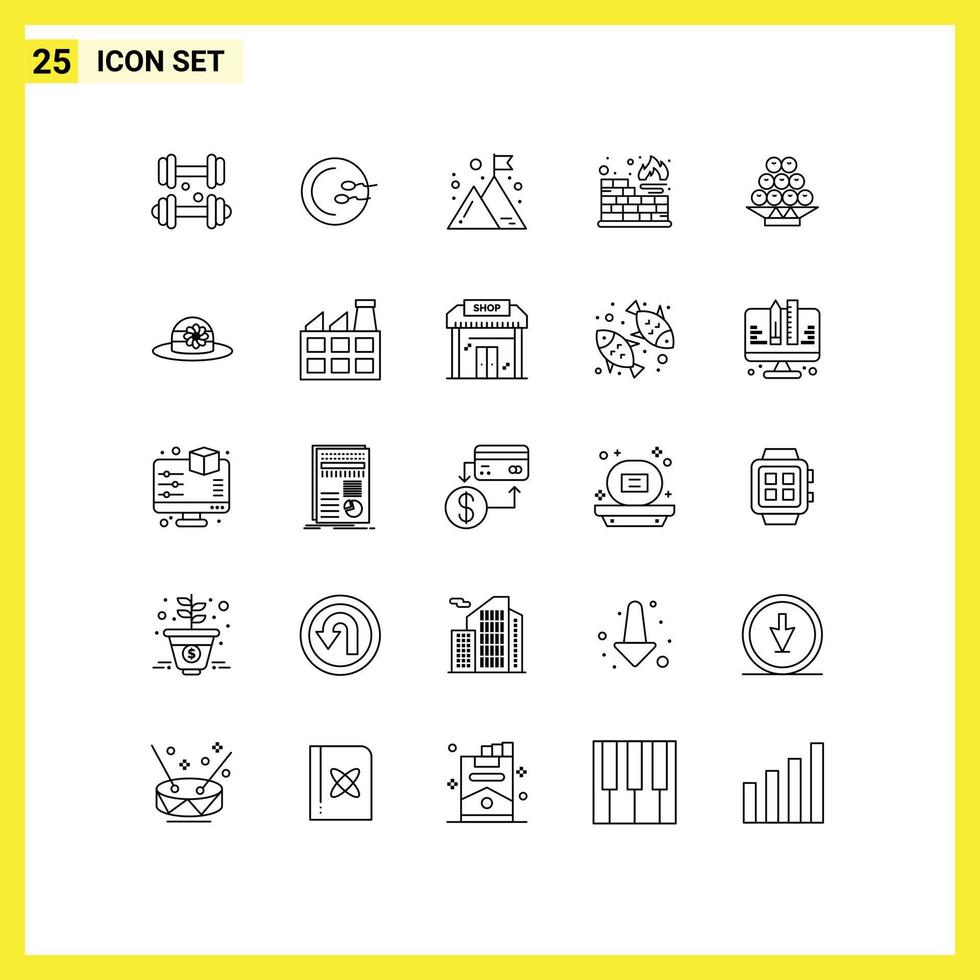 Modern Set of 25 Lines Pictograph of china food business protection database Editable Vector Design Elements