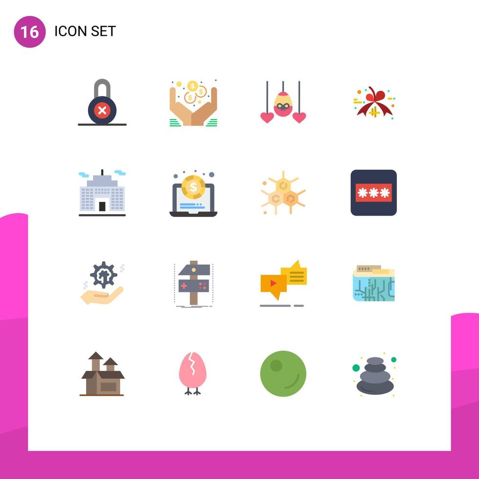 16 Creative Icons Modern Signs and Symbols of dollar business heart building sale Editable Pack of Creative Vector Design Elements