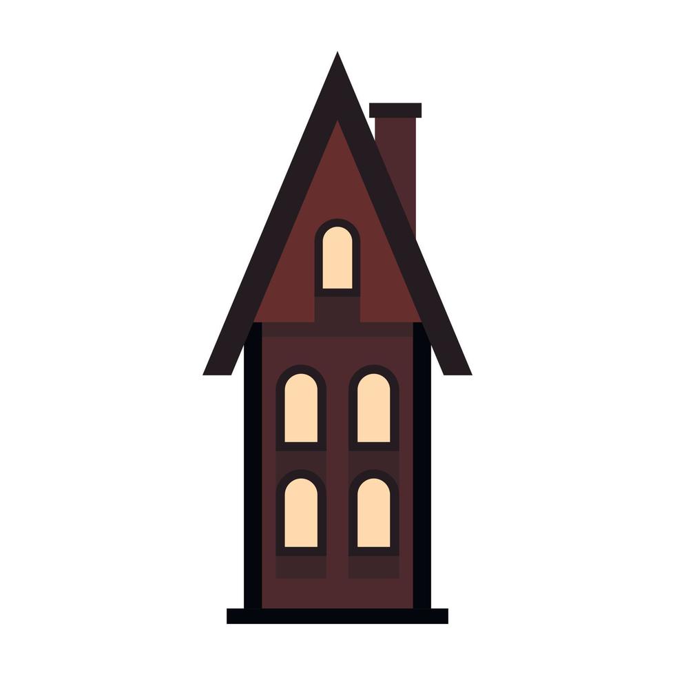 casa marrón de dos plantas con icono de chimenea vector