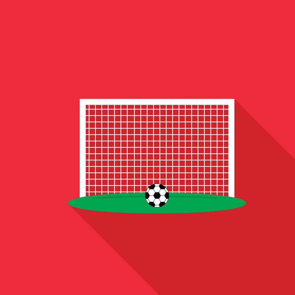 Ball in football gate icon, flat style vector