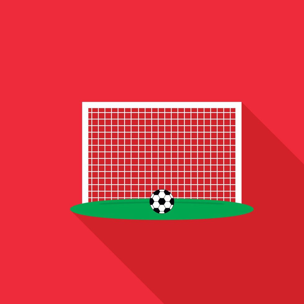 bola en el icono de la puerta de fútbol, estilo plano vector