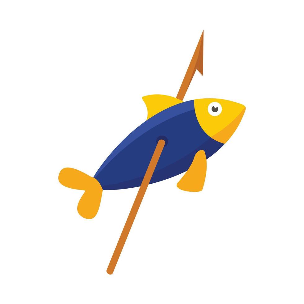 Stone age fish in arrow icon, flat style vector