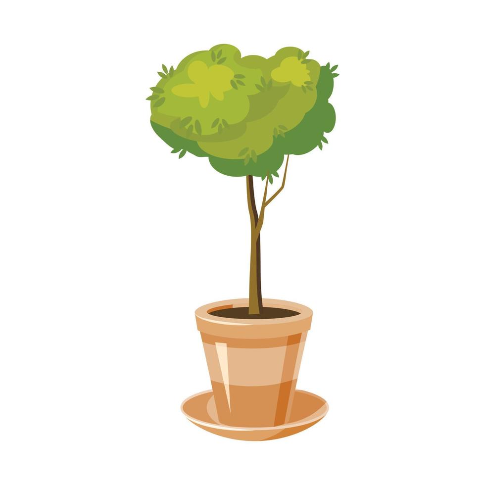 Pot tree icon, cartoon style vector