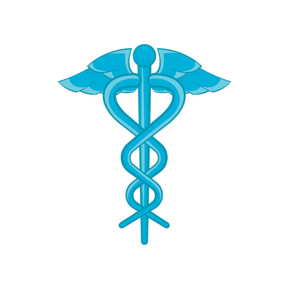 icono de símbolo médico caduceo, estilo de dibujos animados vector