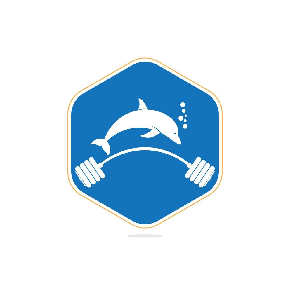 dolphin fitness logo. Dolphin gym logo.Simple fitness logo with dolphin concept. vector