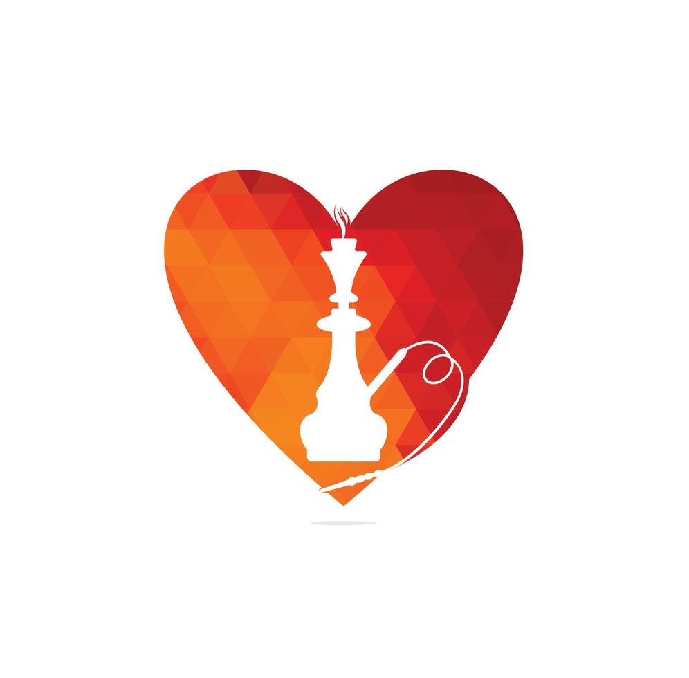 logotipo de hookah y forma de corazón. conjunto de cachimba y accesorios ilustración vectorial de stock. vector