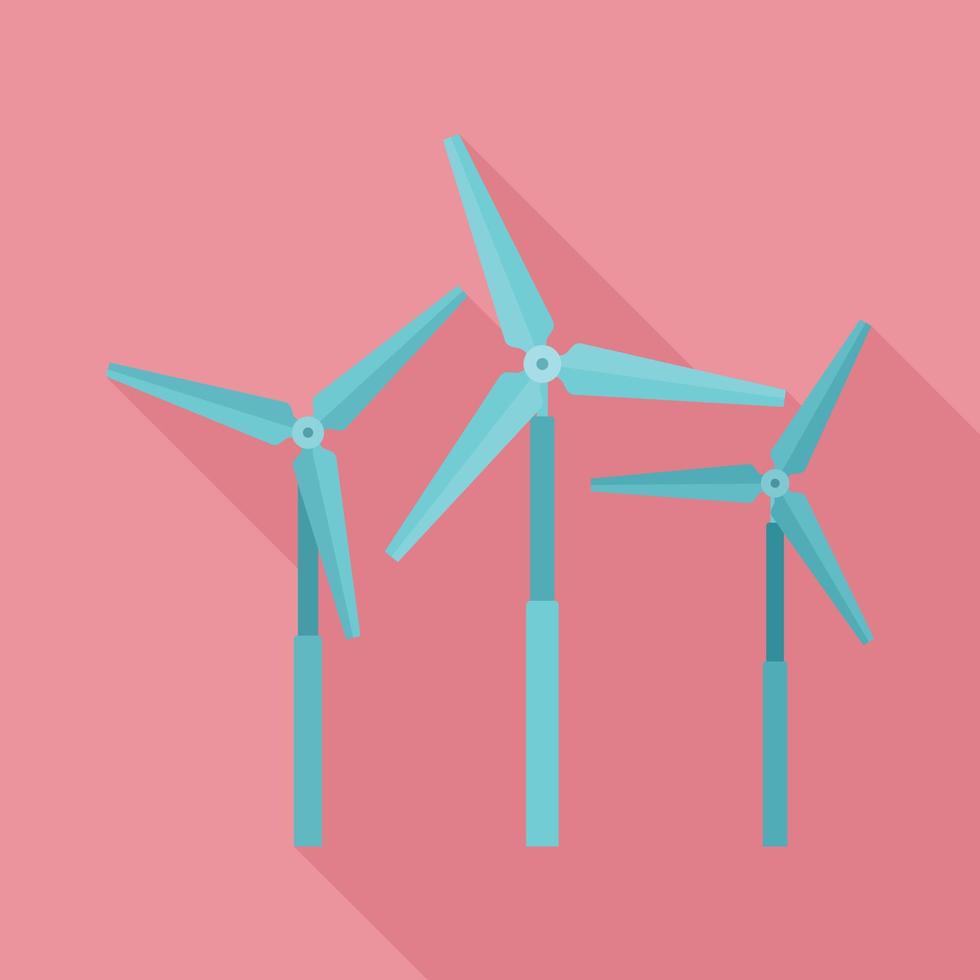 Wind turbine farm icon, flat style vector