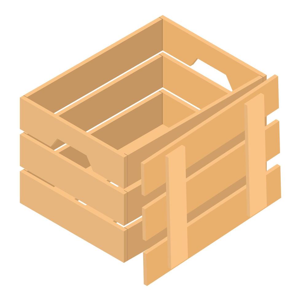 Open wood box icon, isometric style vector