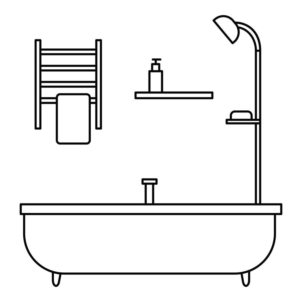 icono de tubo de baño, estilo de esquema vector