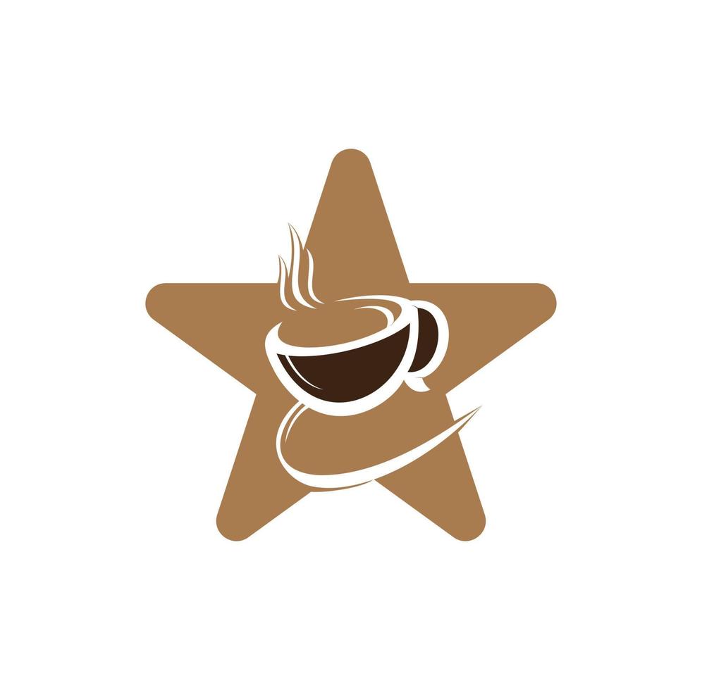diseño de logotipo vectorial de concepto de forma de estrella de café. plantilla de logotipo de icono de taza de café única. vector
