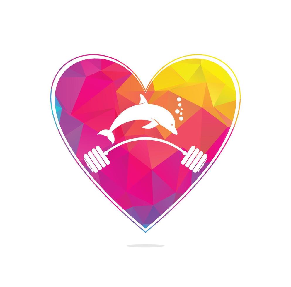 dolphin fitness logo. Dolphin gym logo.Simple fitness logo with dolphin concept. vector
